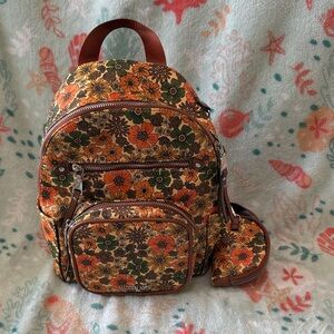 Madden Mini Floral Backpack in Orange & Green